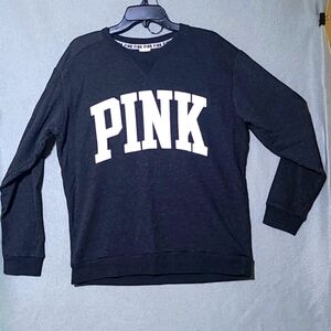PINK VICTORIA'S SECRET Dark Gray Pullover Long‎ Sleeve Sweatshirt - Size Medium